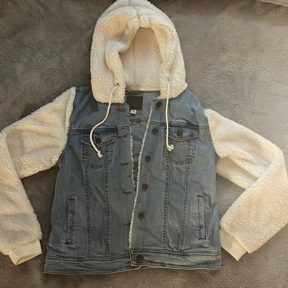 White fluffy jean jacket